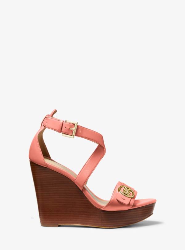Damske Sandále Michael Kors Carmen Faux Leather Wedge Ruzove - Topanky Michael Kors Sleva | BEDOA-1482